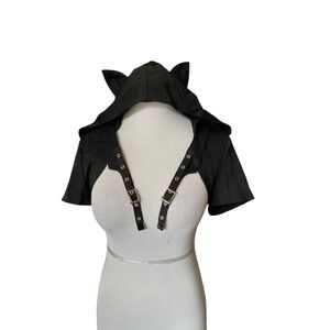Dark In Love Goth Punk Cat Tail Ear Hood Shrug Size S Black Harness Bolero Anime